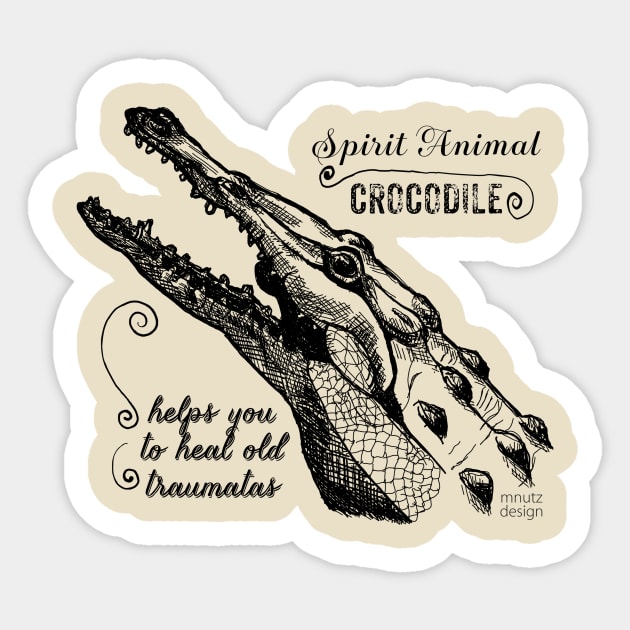 Spirit animal - crocodile - black Sticker by mnutz